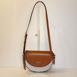 Jet Set Medium Logo and Leather Half Dome Crossbody
